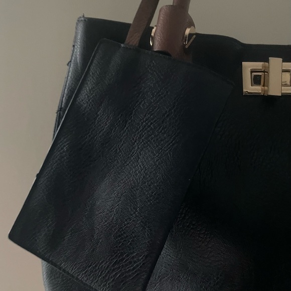 Kathy Ireland Black & Brown Faux Leather Handbag - Picture 3 of 16